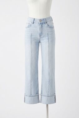 NEW DEAR JOHN DENIM holly super high rise cuffed straight jeans in positano wash